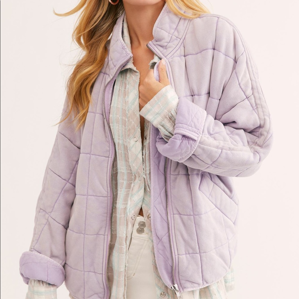 Free People Dolman Quilted Jacket NWOT Lavender